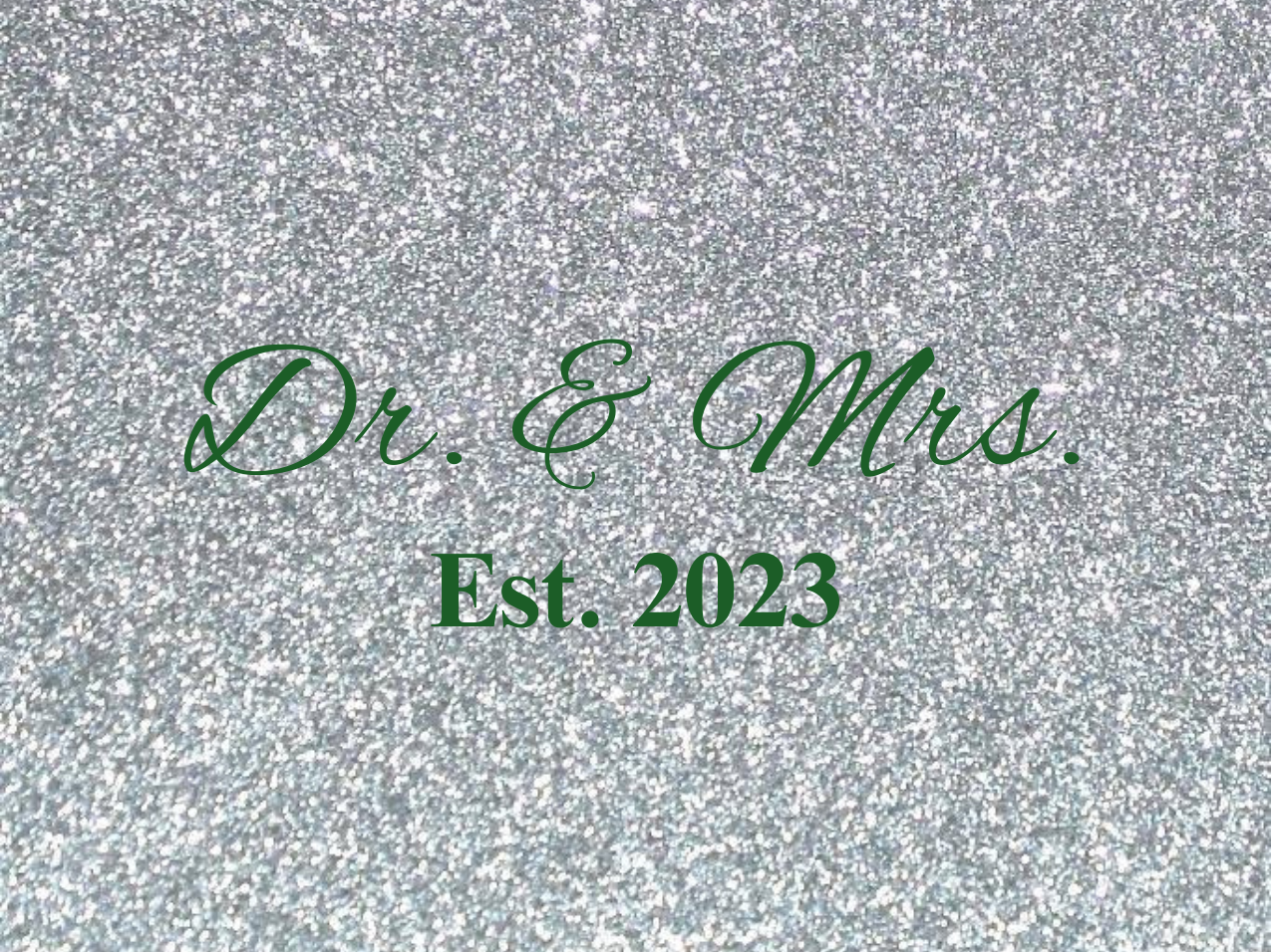 “Spouses Est. 2023” Medallion Ornament (Silver Glitter Background w/ Green Font)