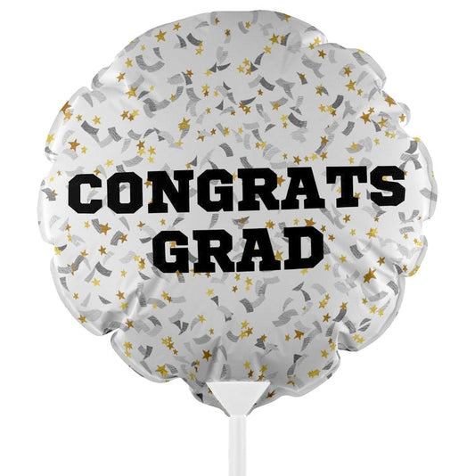 White “Congrats Grad” Confetti Balloon