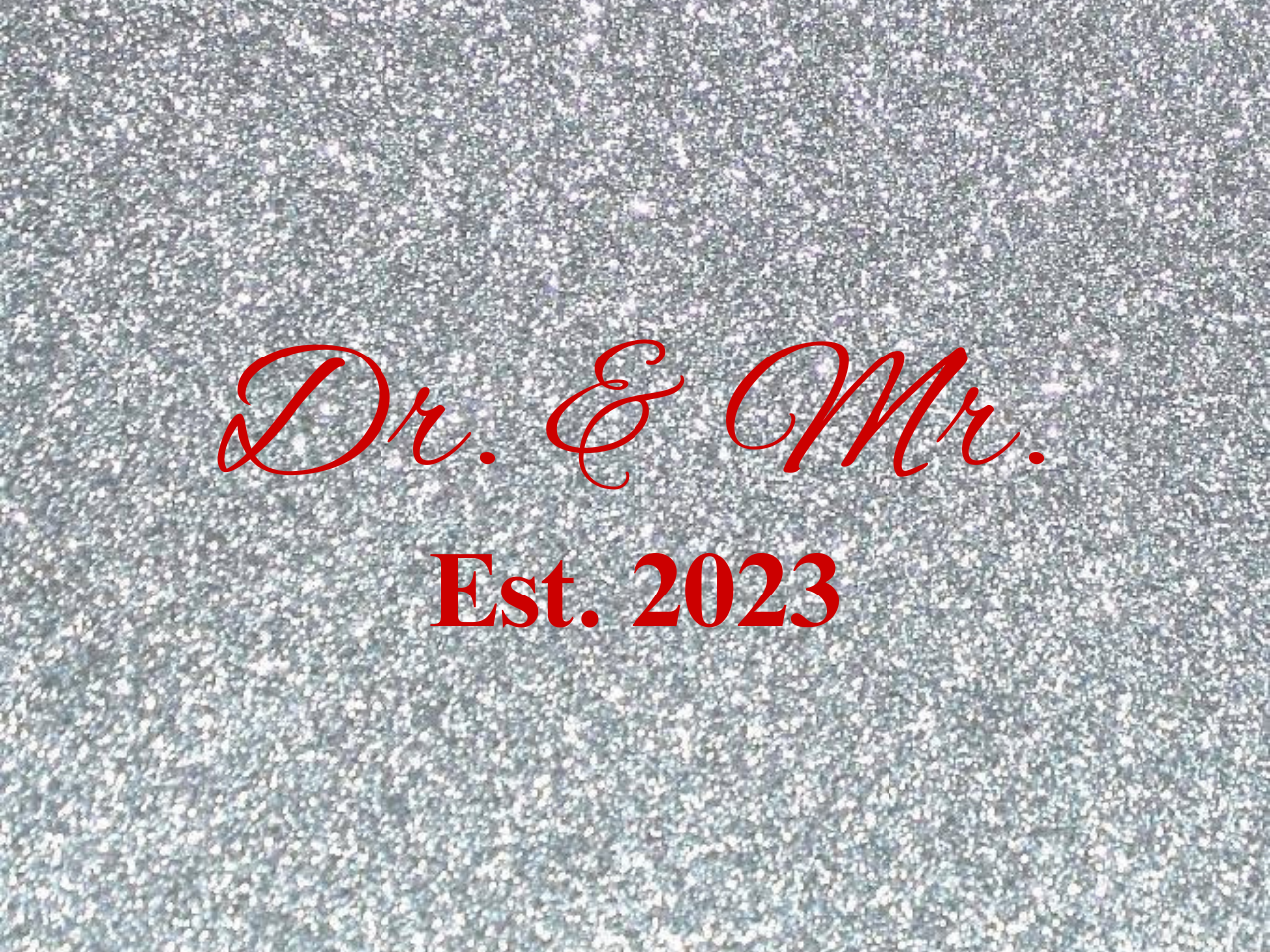 “Spouses Est. 2023” Medallion Ornament (Silver Glitter Background w/ Red Font)