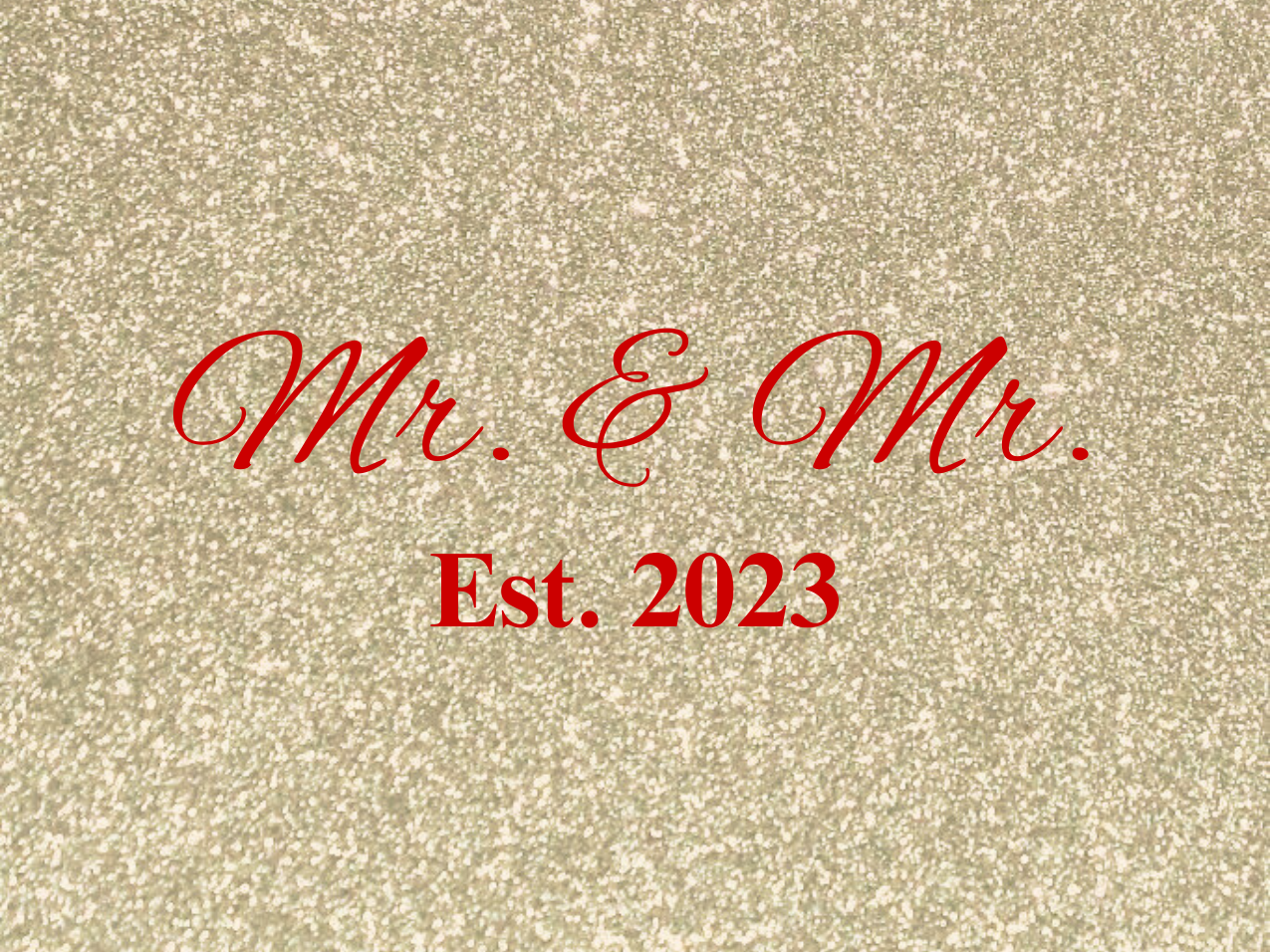 “Spouses Est. 2023” Medallion Ornament (Gold Glitter Background w/ Red Font)