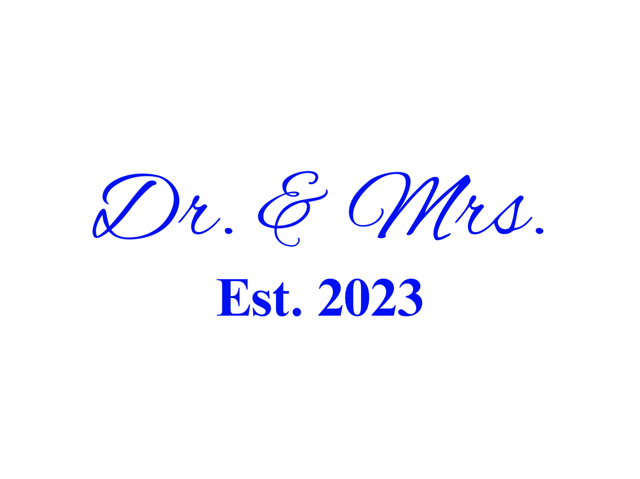 “Spouses Est. 2023” Medallion Ornament (White Background w/ Royal Blue Font)