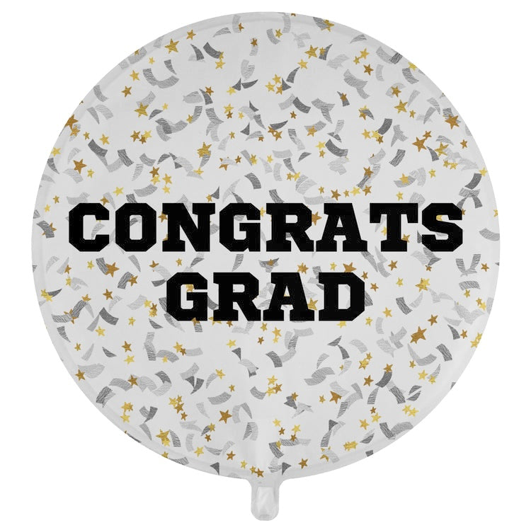 White “Congrats Grad” Confetti Balloon