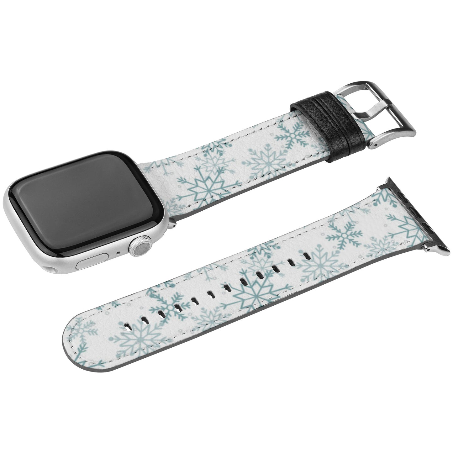 Apple Watch Band (White/Blue Snowflakes)