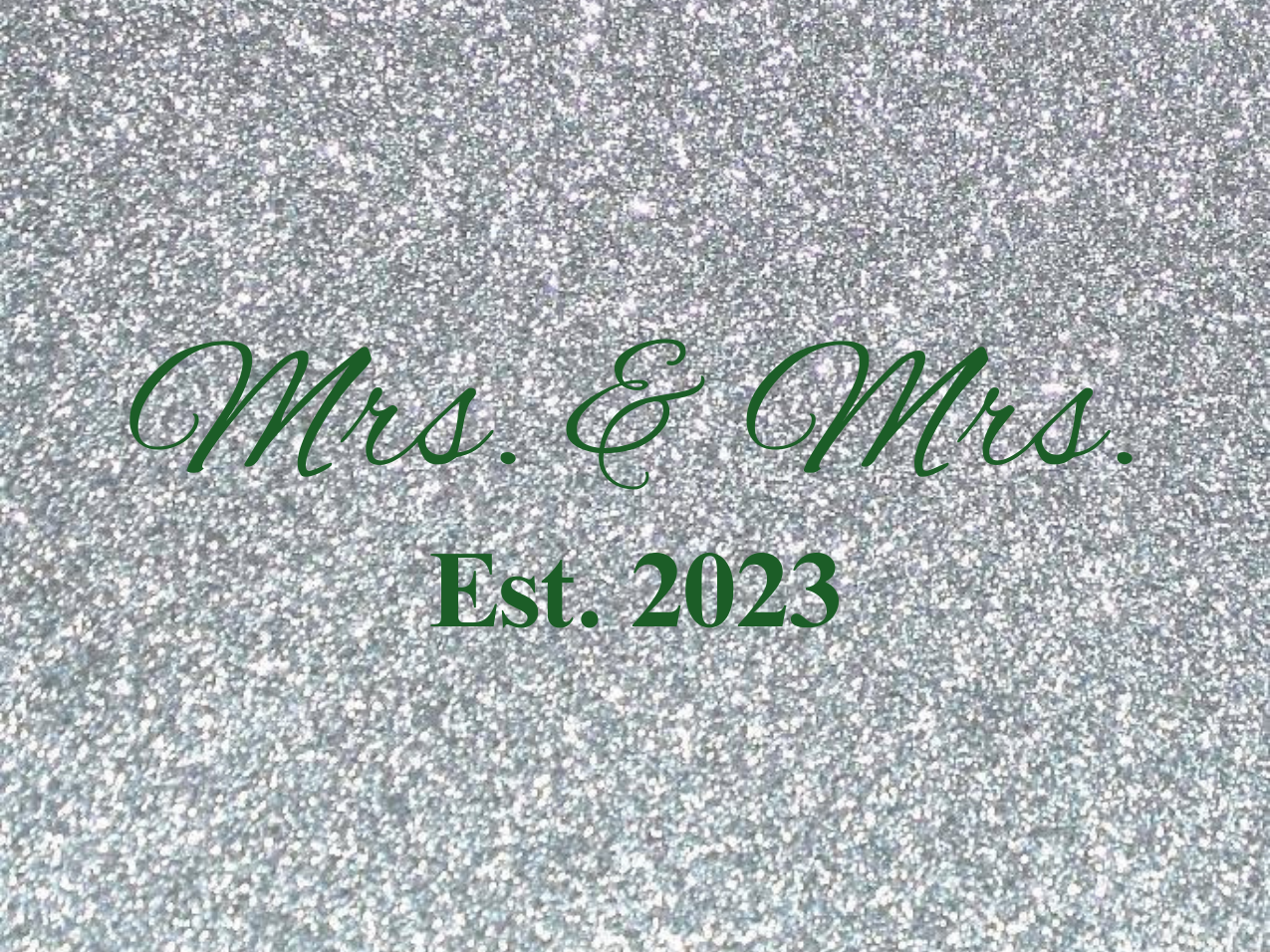 “Spouses Est. 2023” Medallion Ornament (Silver Glitter Background w/ Green Font)