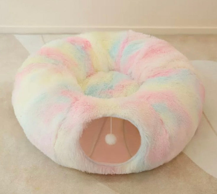 2-in-1 Round Tunnel Cat Bed