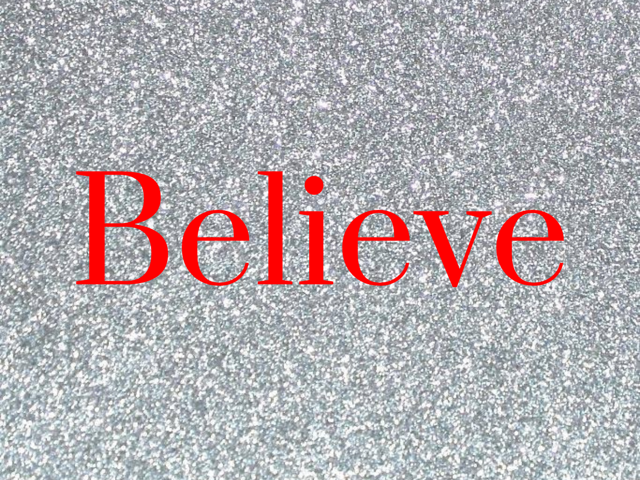 “Believe” Medallion Ornament (Silver Glitter Background)