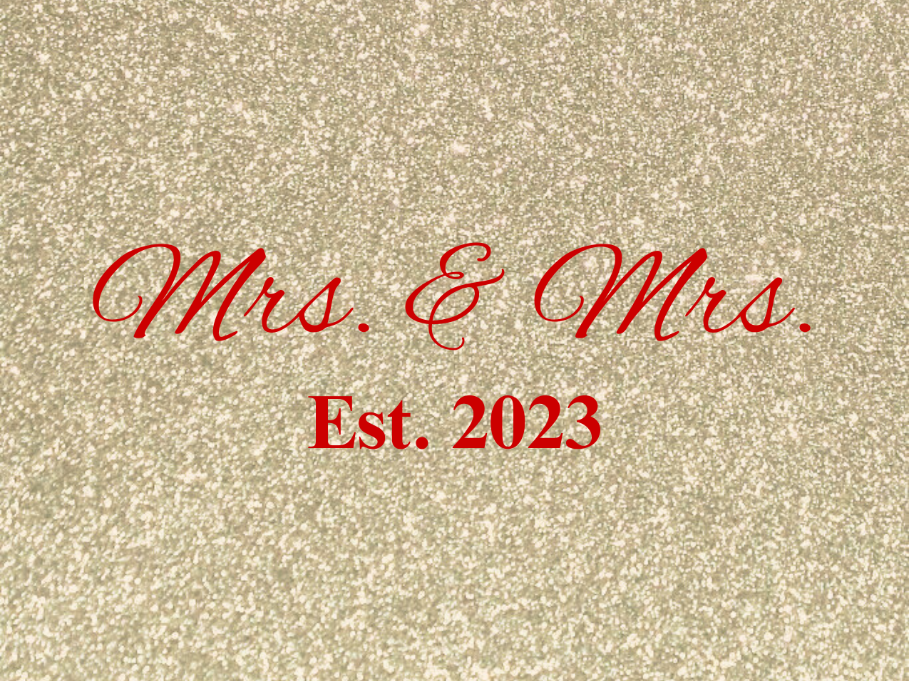 “Spouses Est. 2023” Medallion Ornament (Gold Glitter Background w/ Red Font)