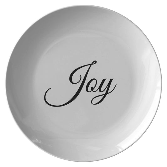 Cursive “Joy” Plate (White Background w/ Colored Font)