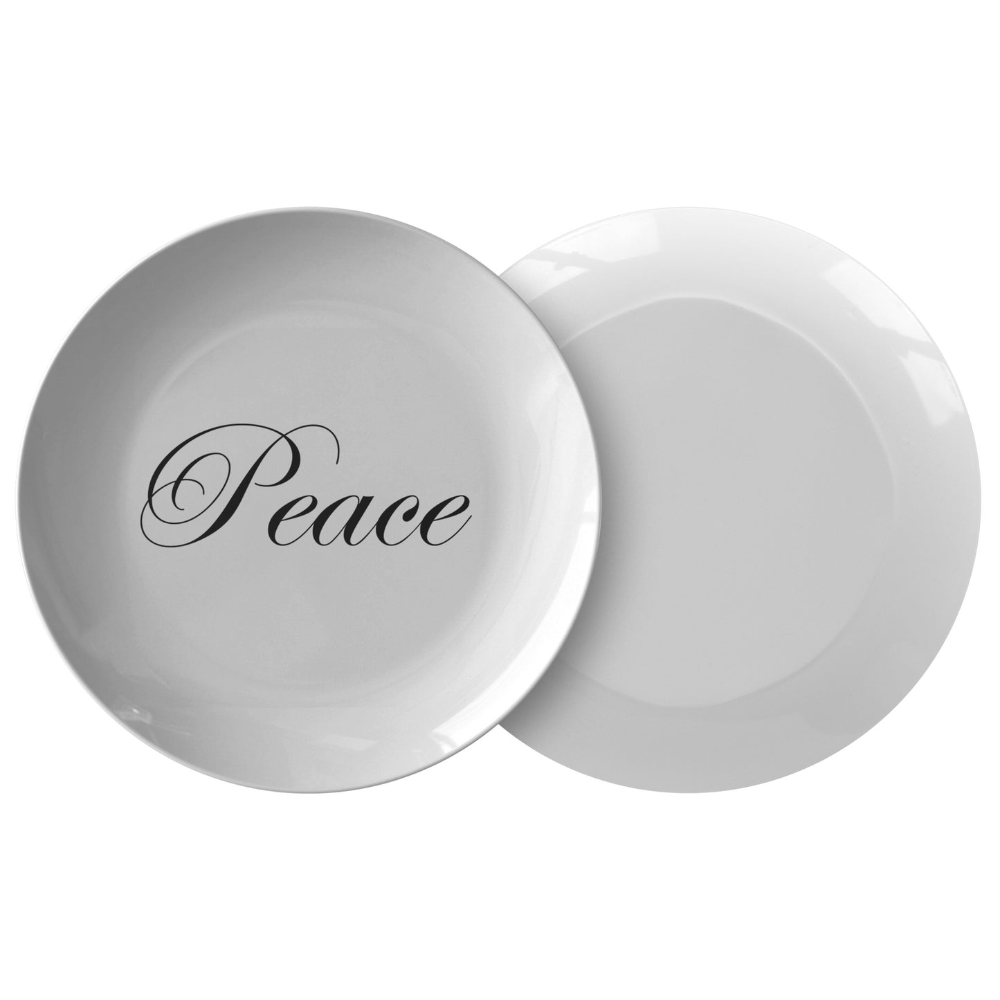 Cursive “Peace” Plate (White Background w/ Colored Font)