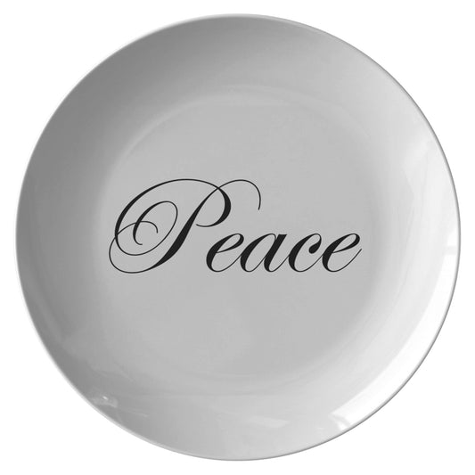 Cursive “Peace” Plate (White Background w/ Colored Font)