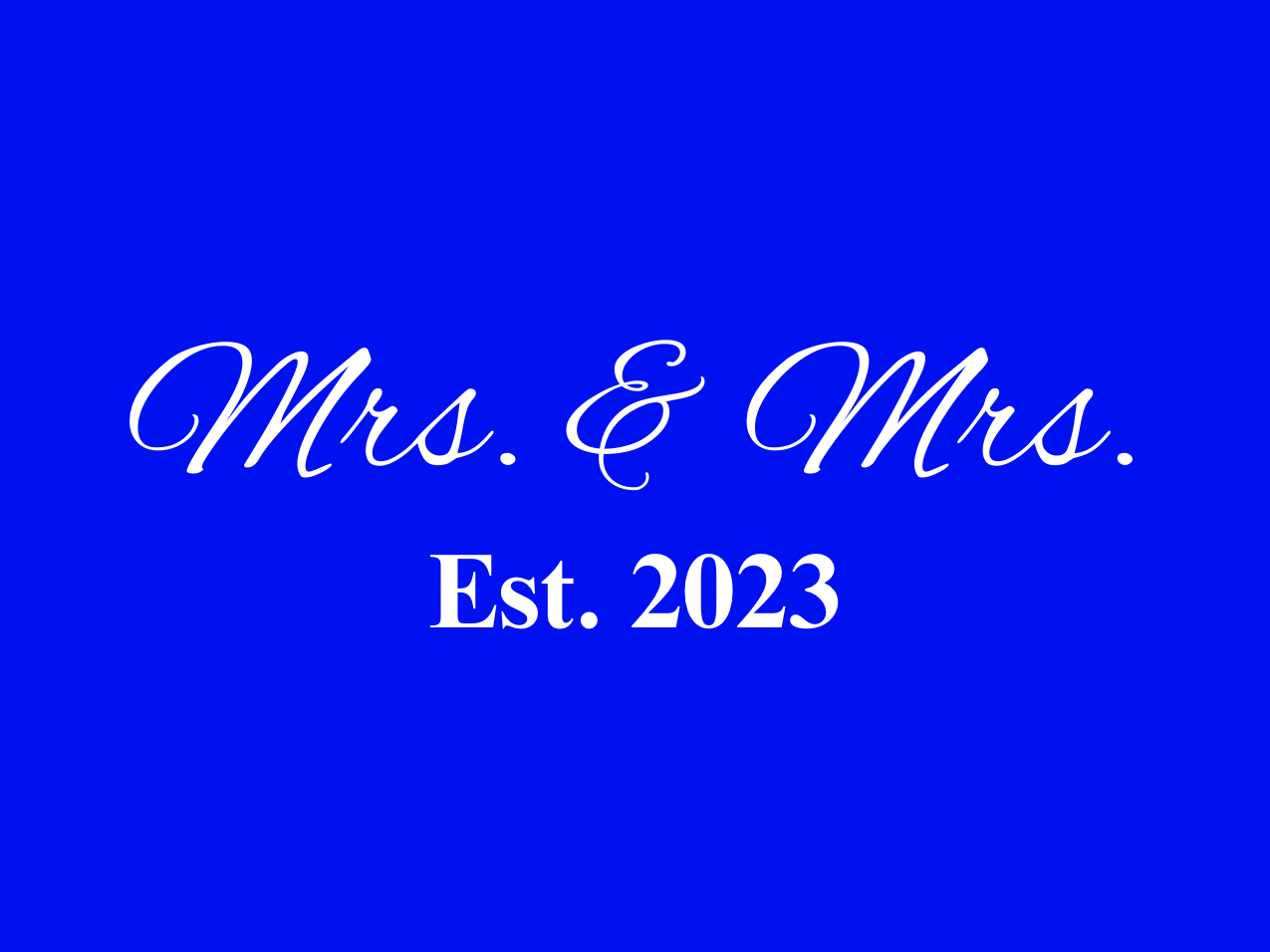 “Spouses Est. 2023” Medallion Ornament (Royal Blue Background w/ White Font)