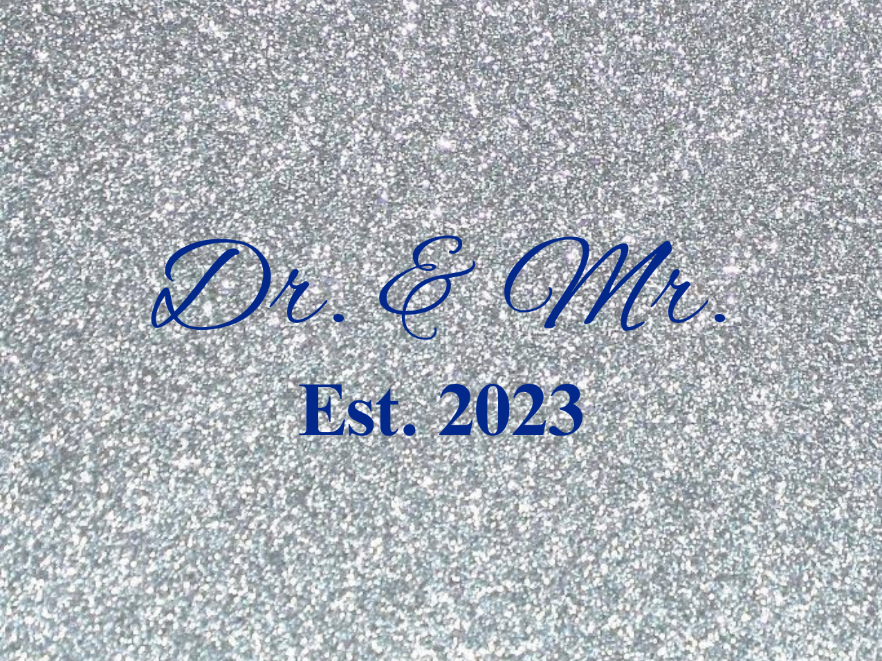 “Spouses Est. 2023” Medallion Ornament (Silver Glitter Background w/ Navy Font)