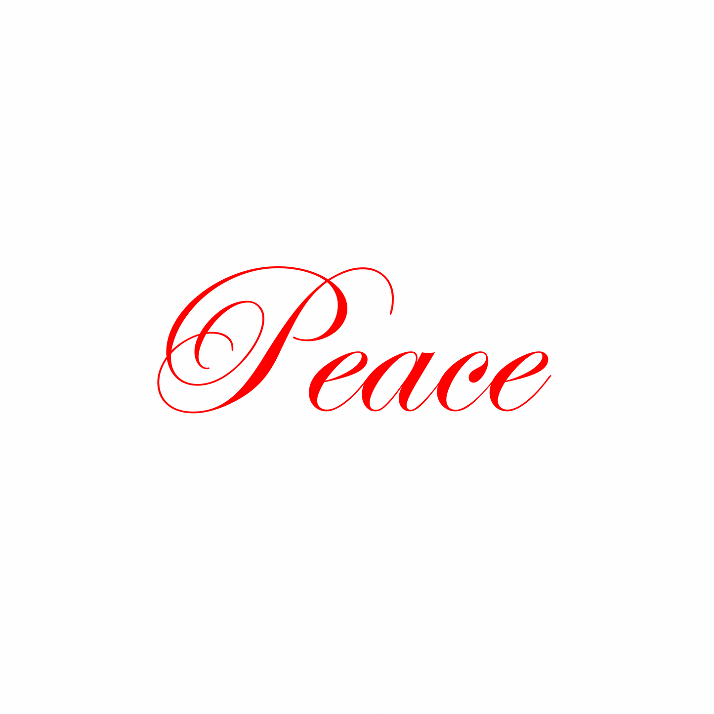 Cursive “Peace” Plate (White Background w/ Colored Font)