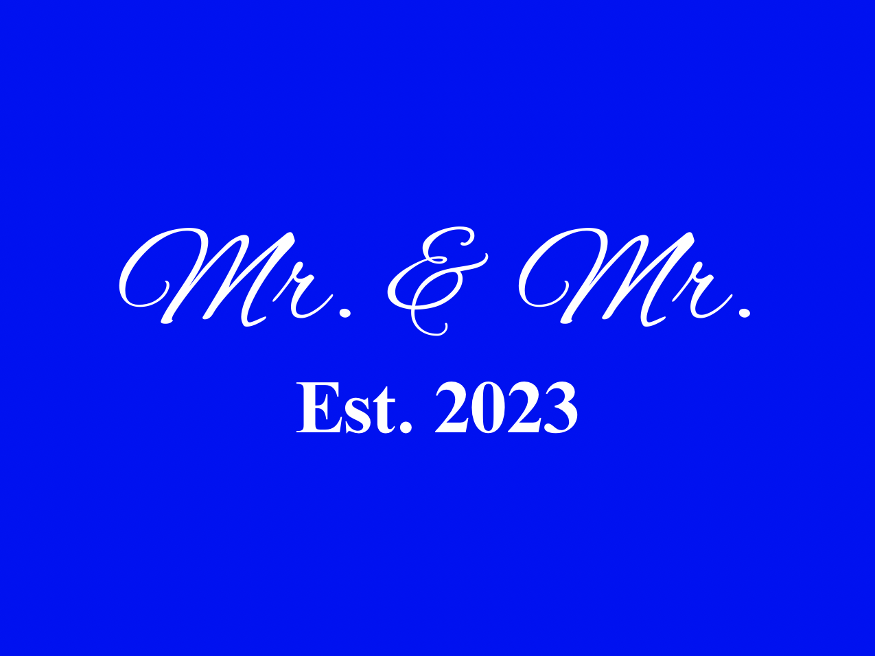 “Spouses Est. 2023” Medallion Ornament (Royal Blue Background w/ White Font)