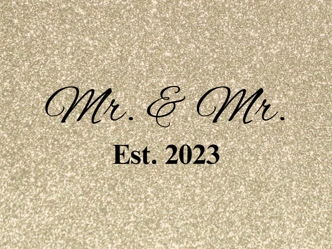 “Spouses Est. 2023” Medallion Ornament (Gold Glitter Background w/ Black Font)