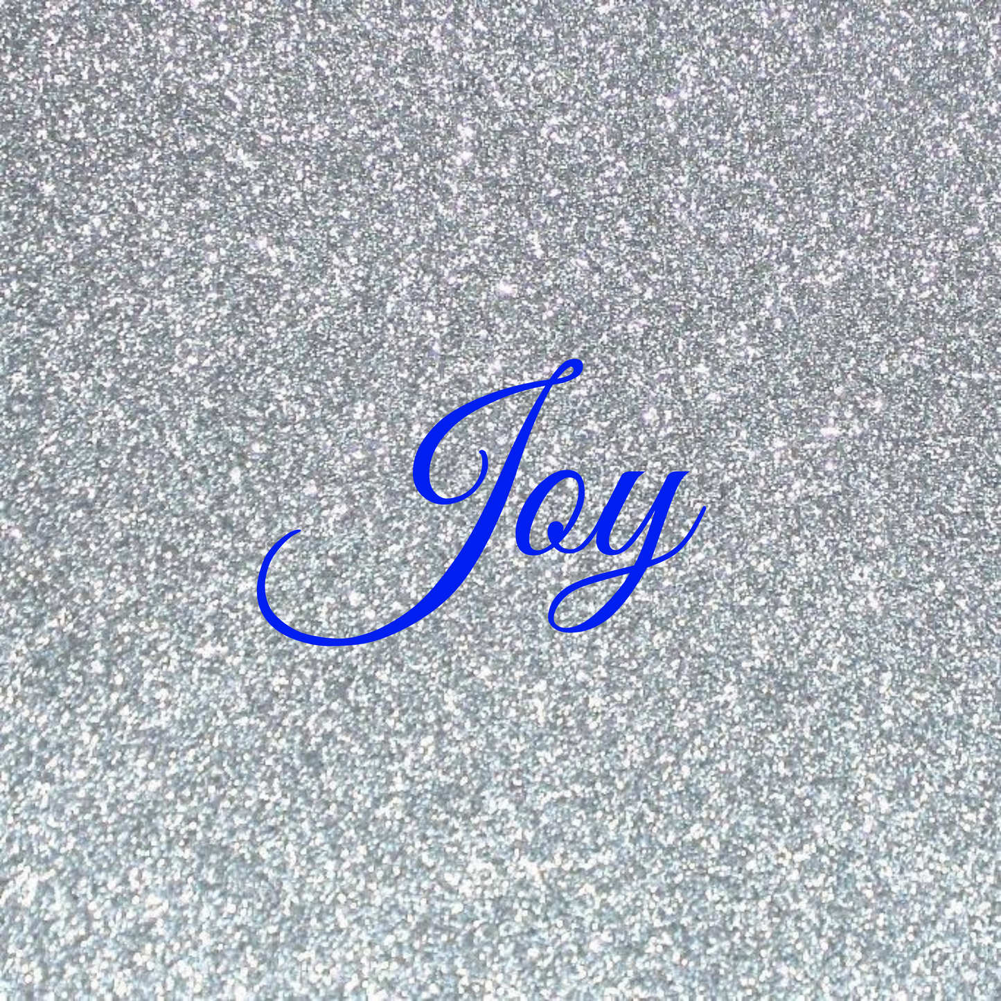 Cursive “Joy” Plate (Silver Glitter Background)