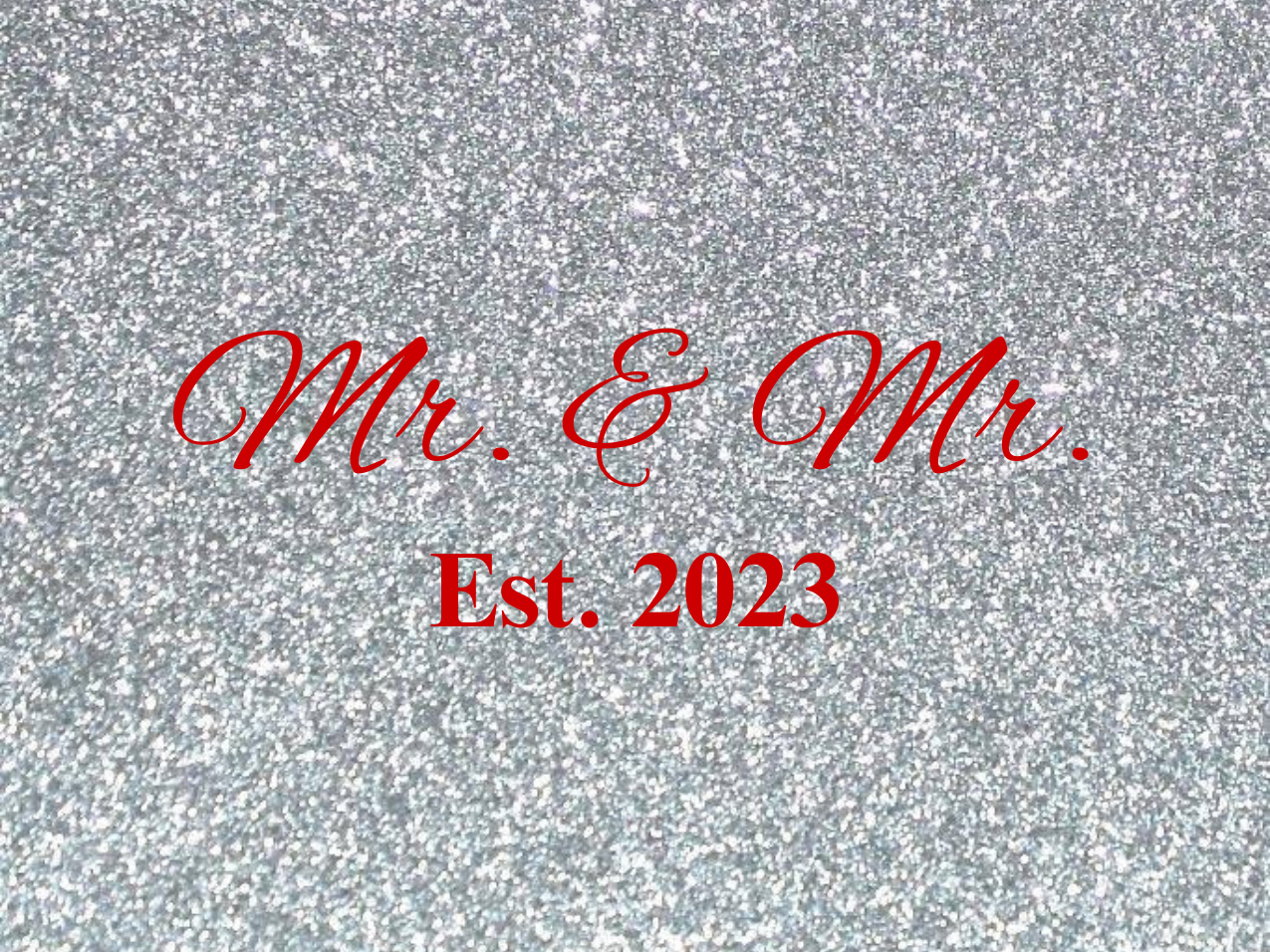 “Spouses Est. 2023” Medallion Ornament (Silver Glitter Background w/ Red Font)