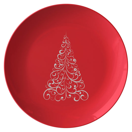 Swirly Tree Plate (Colored Background w/ White Tree)