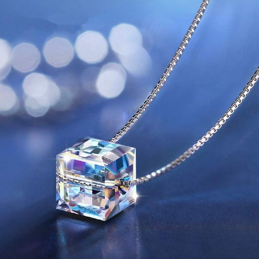 Aurora Borealis Cube Necklace