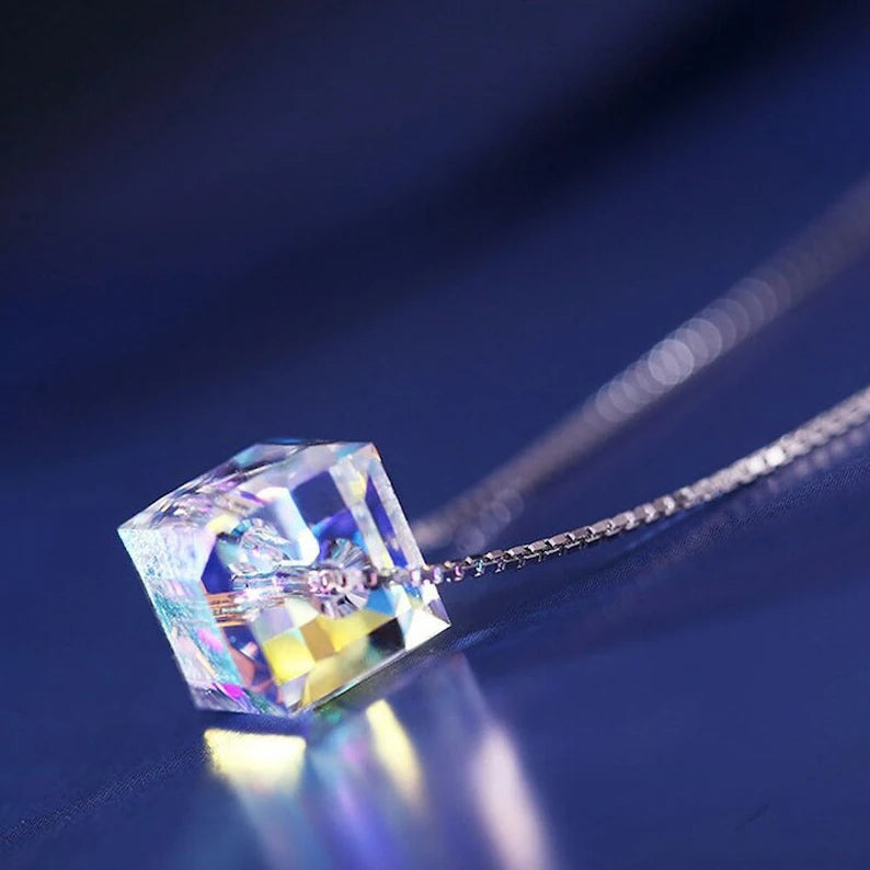 Aurora Borealis Cube Necklace