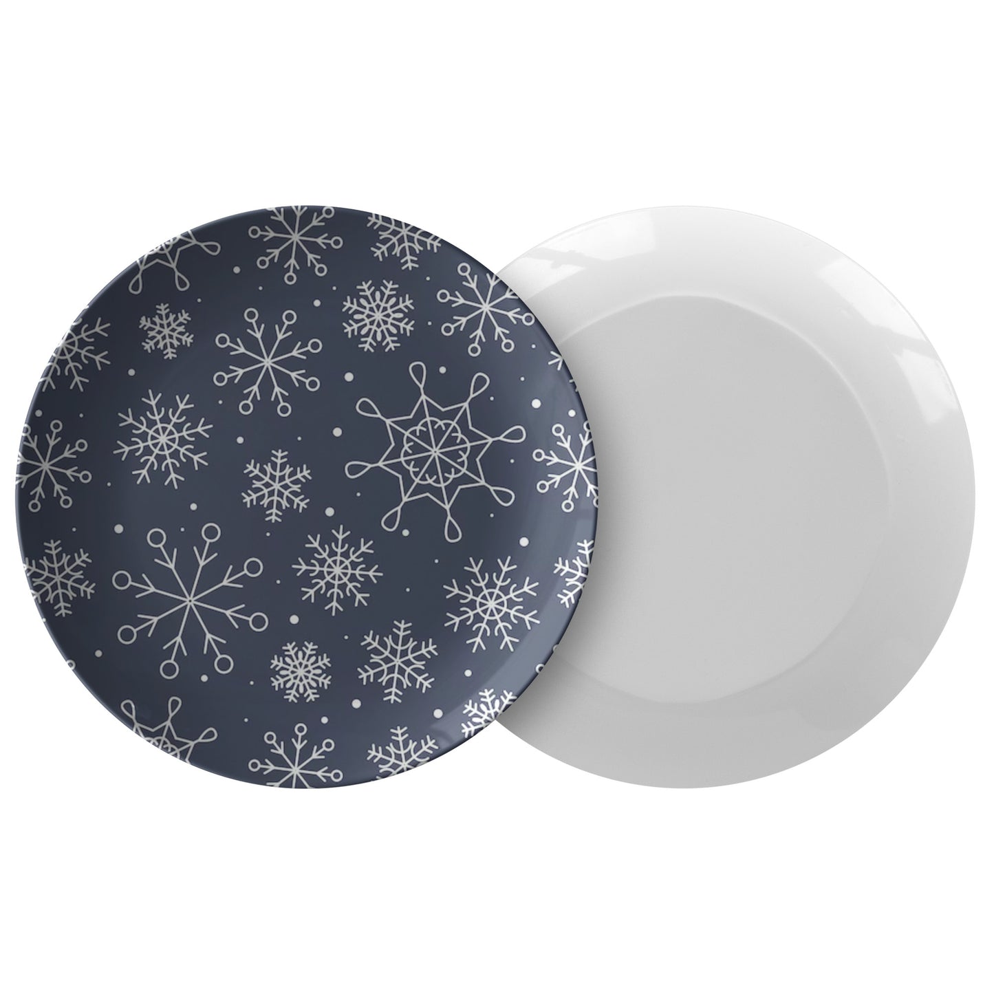 Navy & White Snowflake Plate