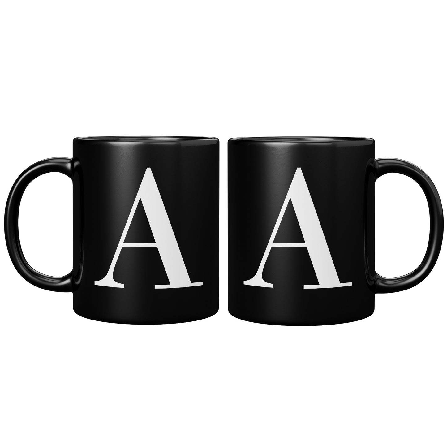 “Cyrillic Bodoni” Initial Mug (Black Mug w/ White Font)