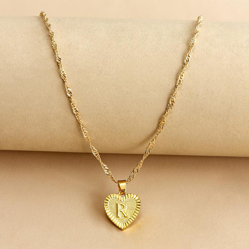 “Heart of Gold” Initial Pendant Necklace