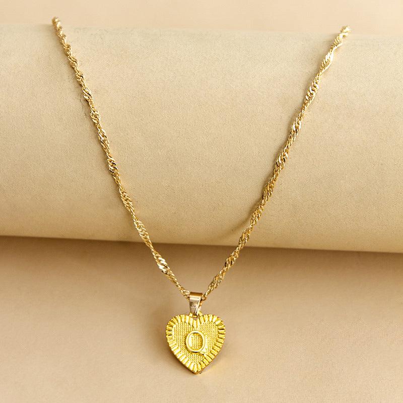 “Heart of Gold” Initial Pendant Necklace