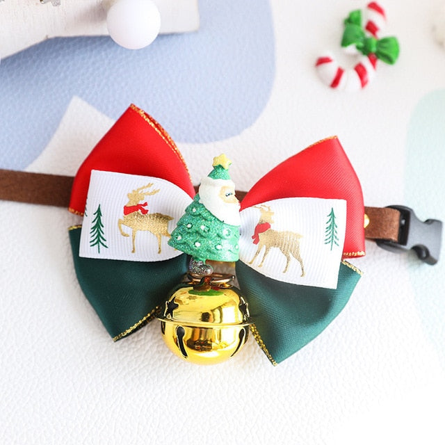 Christmas Bow Tie Pet Collar