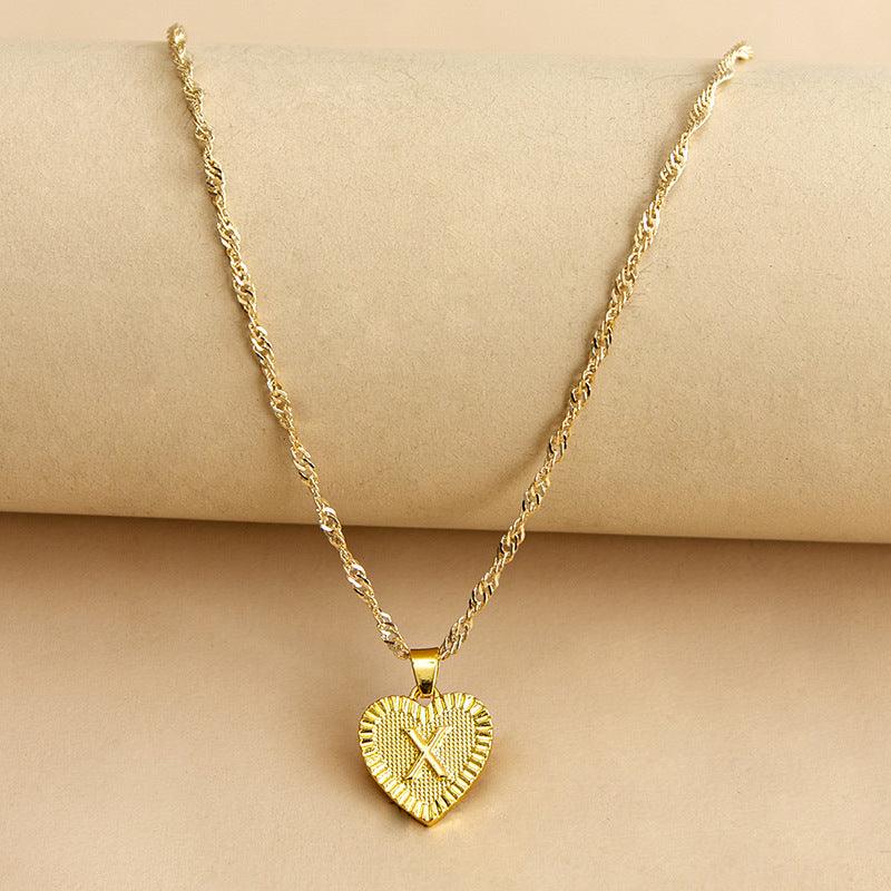 “Heart of Gold” Initial Pendant Necklace