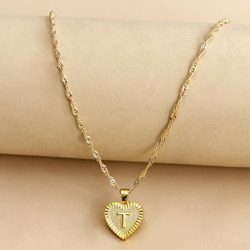 “Heart of Gold” Initial Pendant Necklace