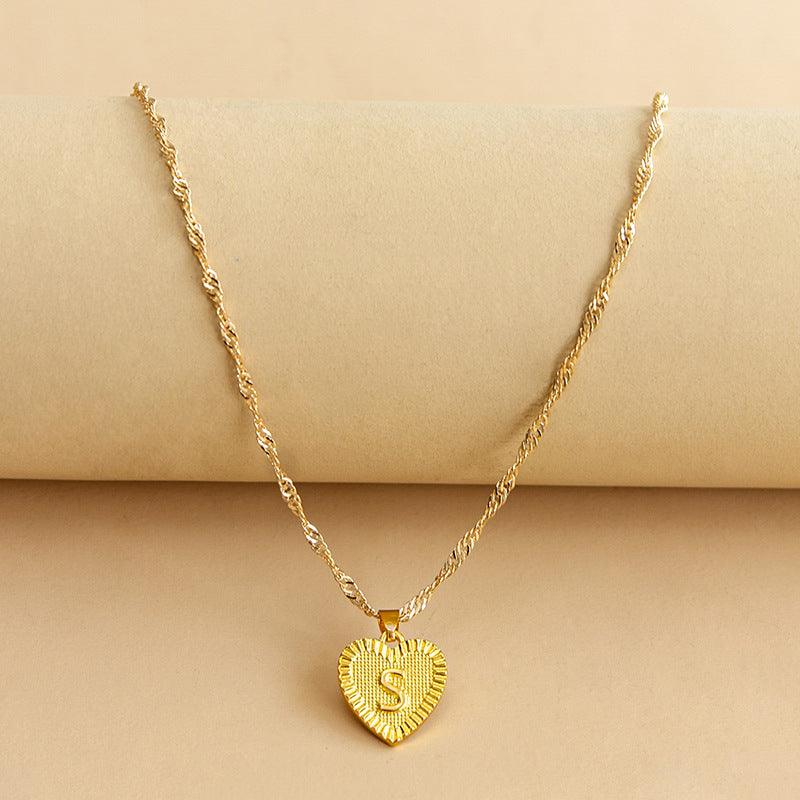 “Heart of Gold” Initial Pendant Necklace