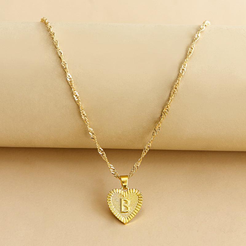 “Heart of Gold” Initial Pendant Necklace