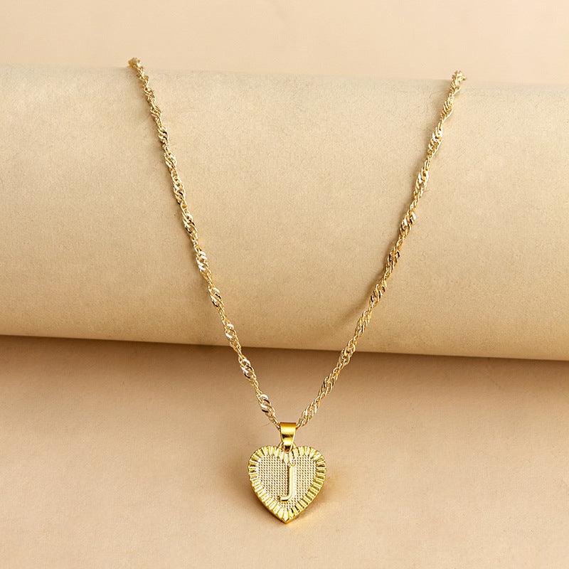 “Heart of Gold” Initial Pendant Necklace