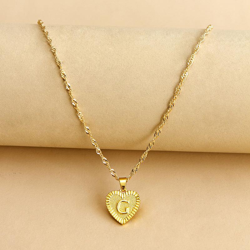 “Heart of Gold” Initial Pendant Necklace