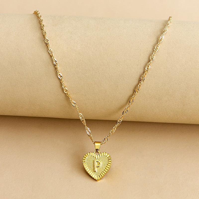 “Heart of Gold” Initial Pendant Necklace