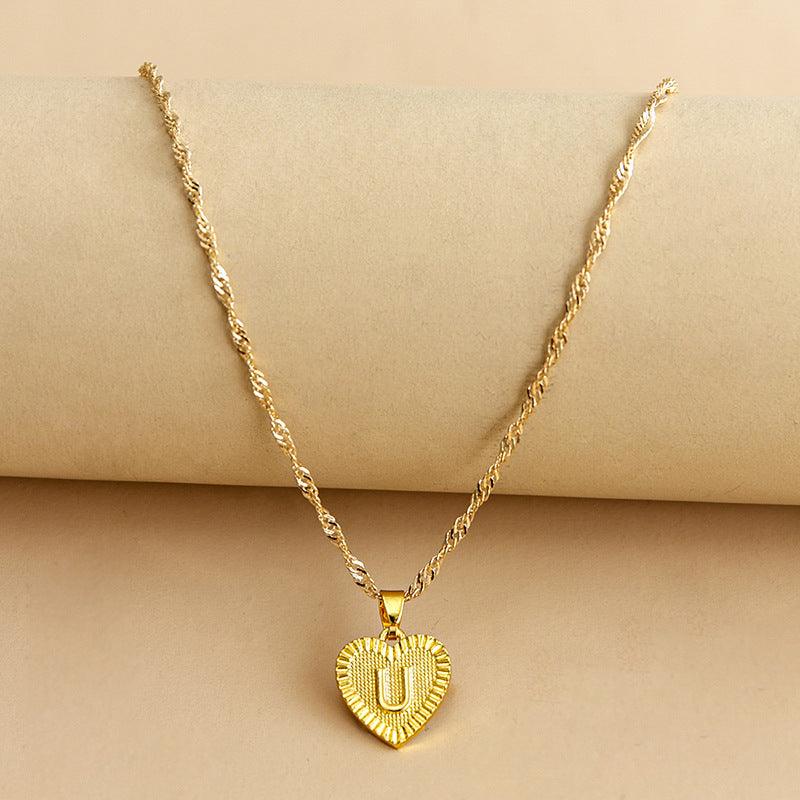 “Heart of Gold” Initial Pendant Necklace