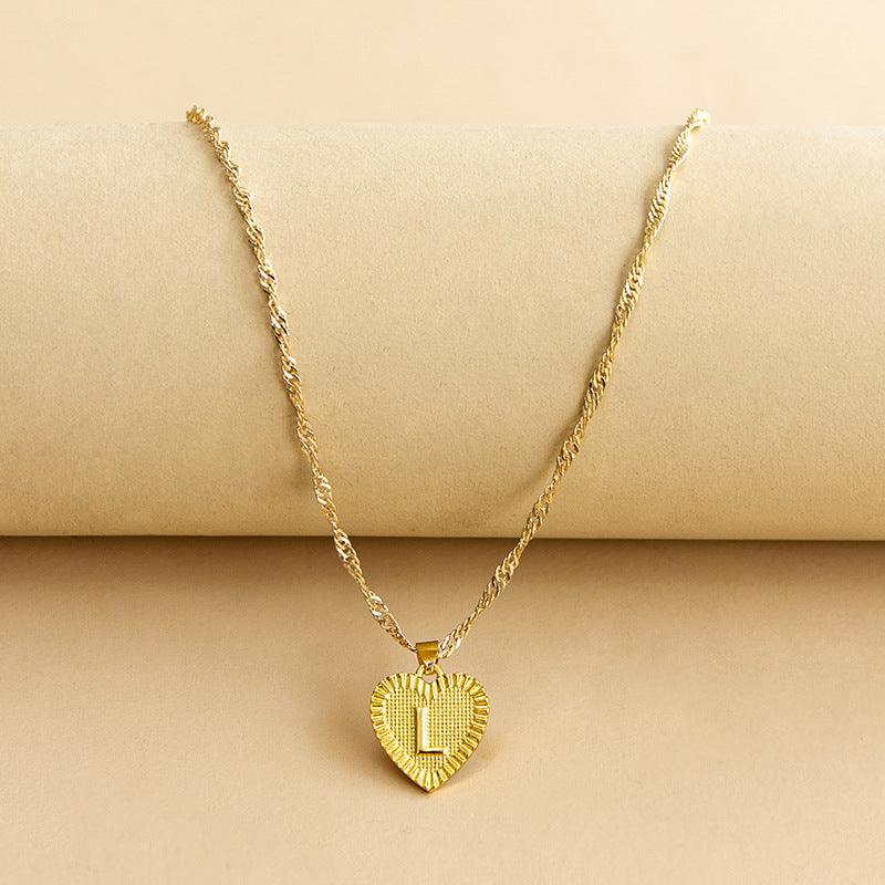 “Heart of Gold” Initial Pendant Necklace