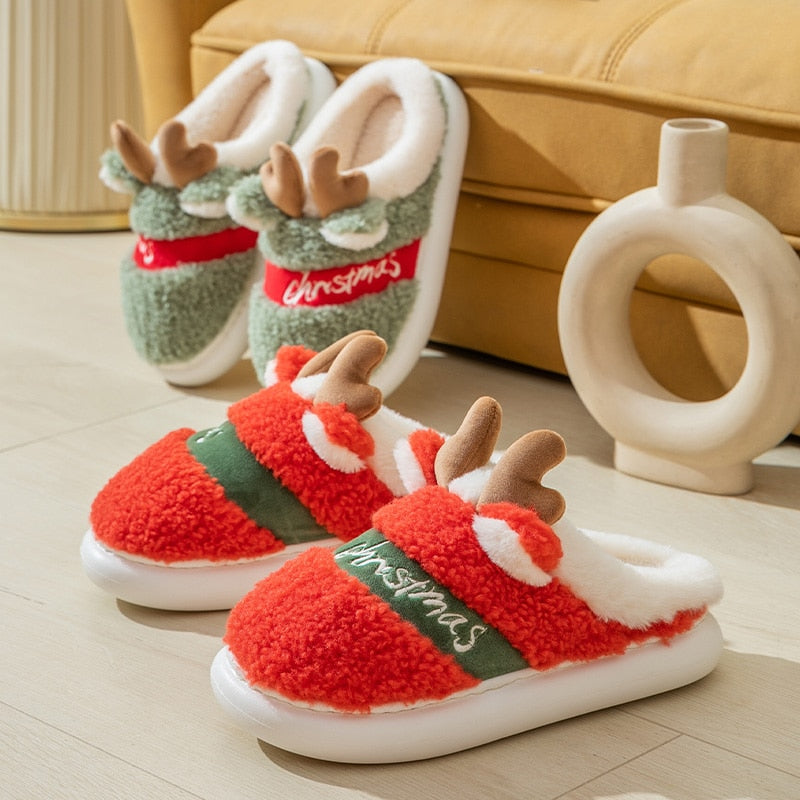 Thick Sole Christmas Deer Slippers