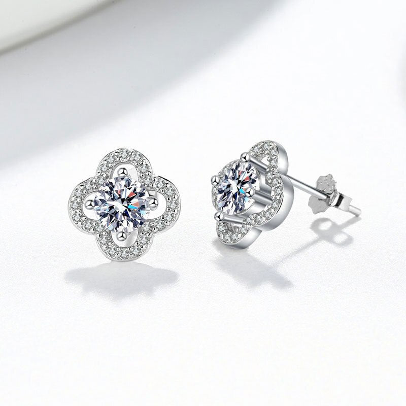 Moissanite Clover Stud Earrings