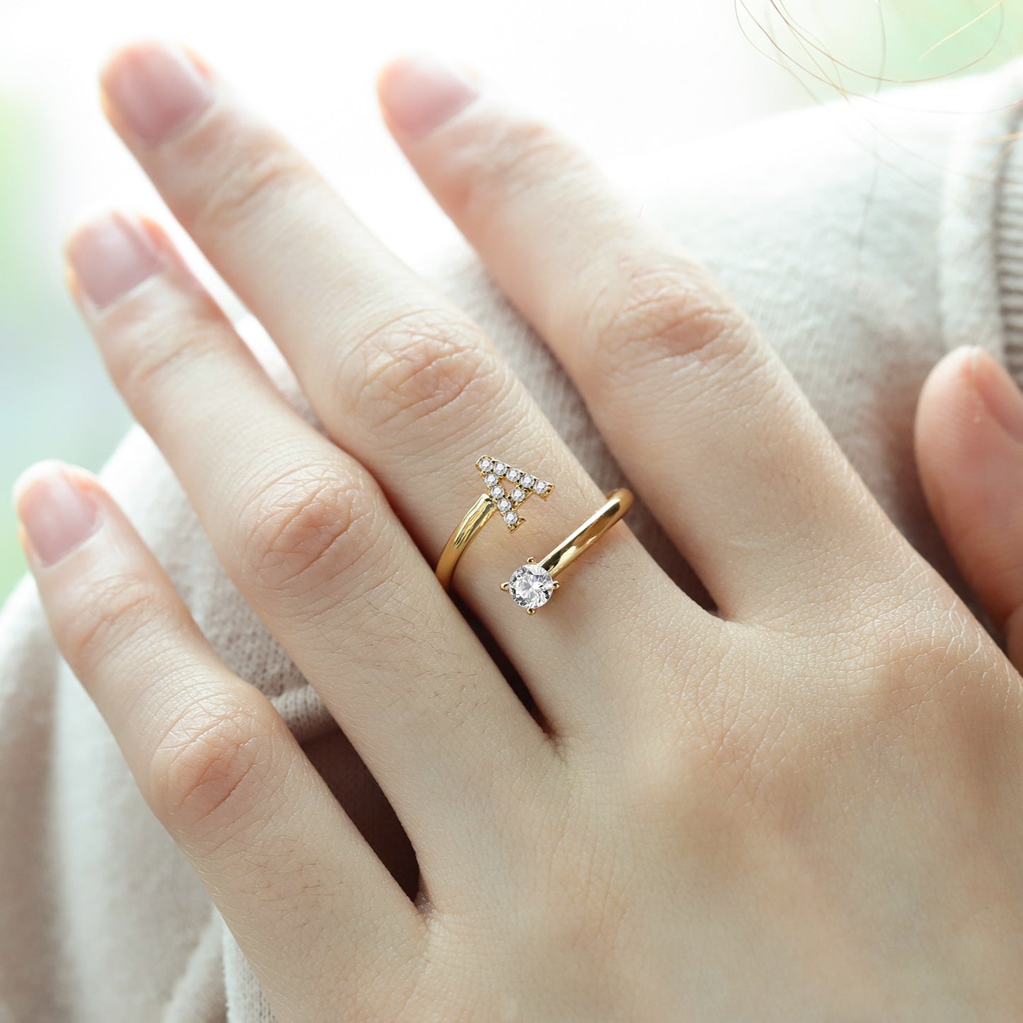 Adjustable Gold Initial Ring