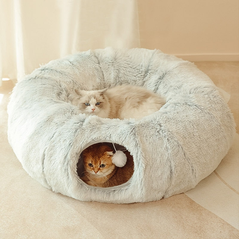 2-in-1 Round Tunnel Cat Bed