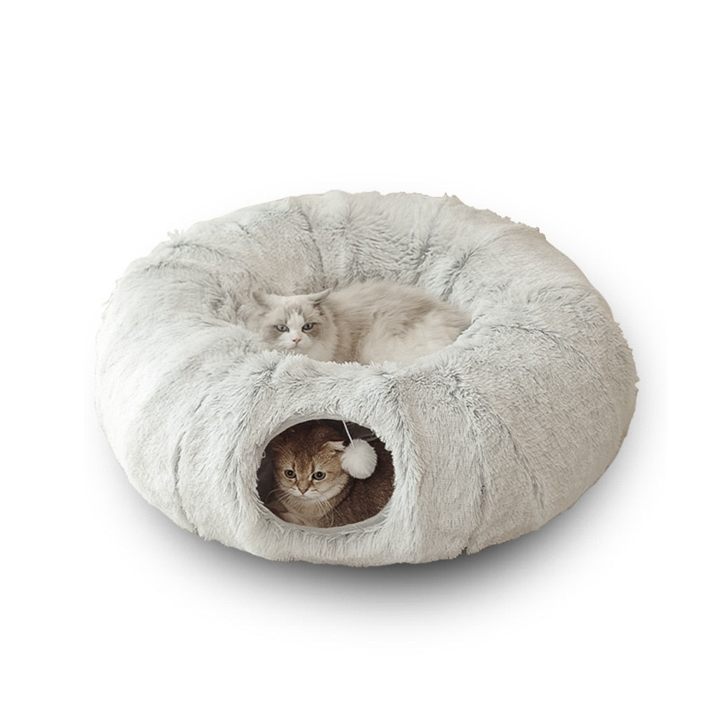 2-in-1 Round Tunnel Cat Bed