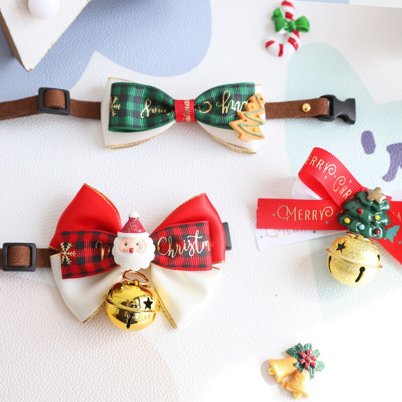 Christmas Bow Tie Pet Collar