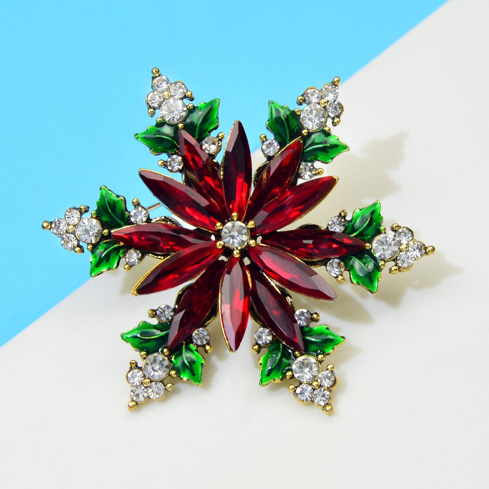 Rhinestone Christmas Snowflake Pin