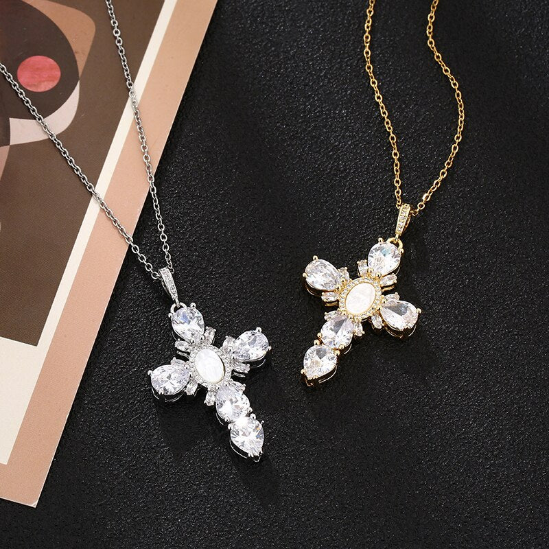 Crystal Cross Pendant Necklace