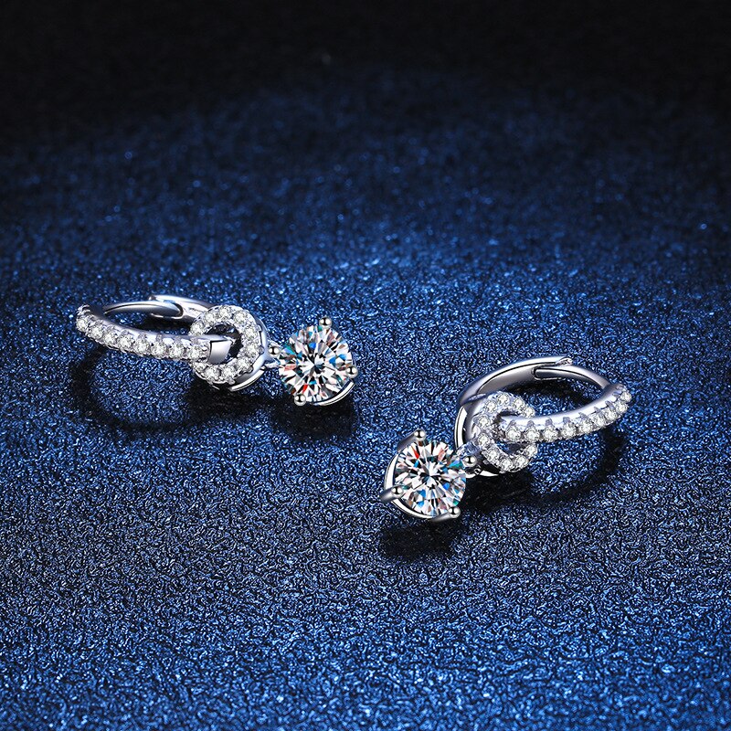 Moissanite Drop Hoop Earrings