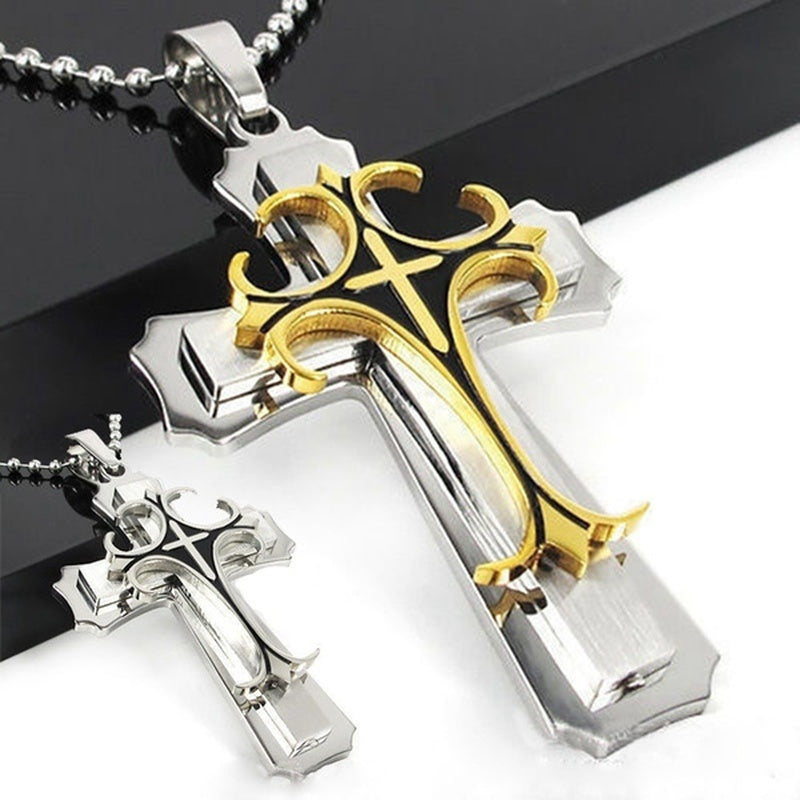 Two-Tone Cross Necklace