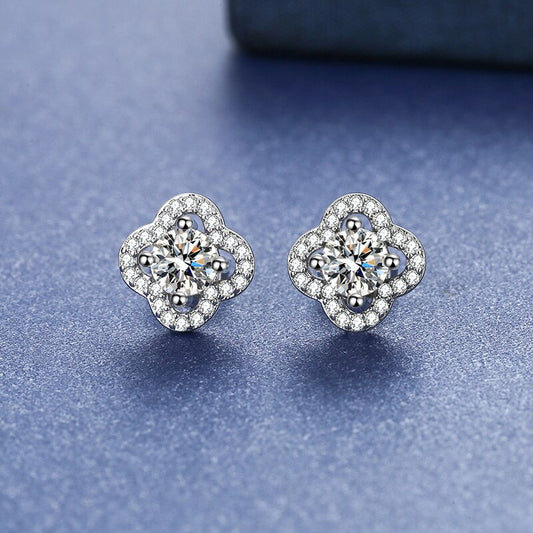 Moissanite Clover Stud Earrings