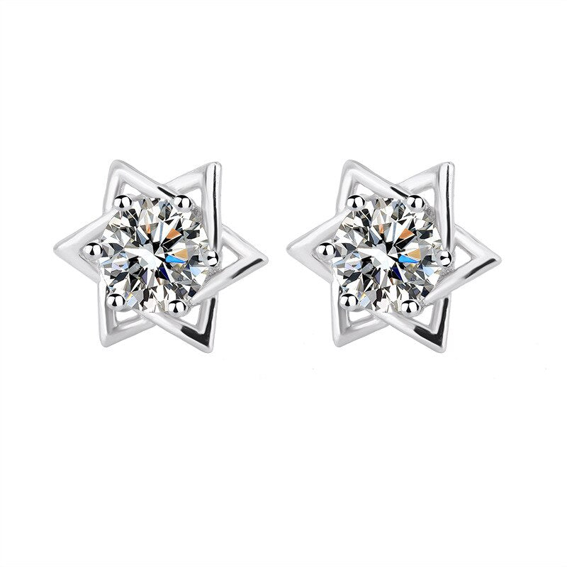 Six-Pointed Star Moissanite Stud Earrings